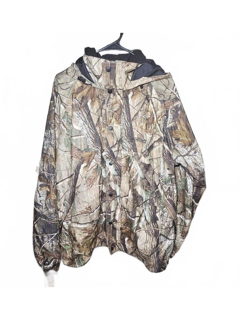 Field & Stream Camo Hunting Jacket Mens L Hood Realtree